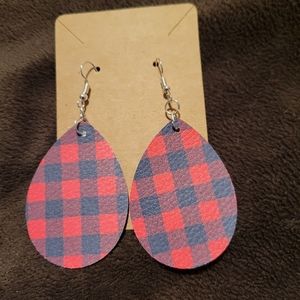 Double Sided Teardrop Faux Leather Earrings